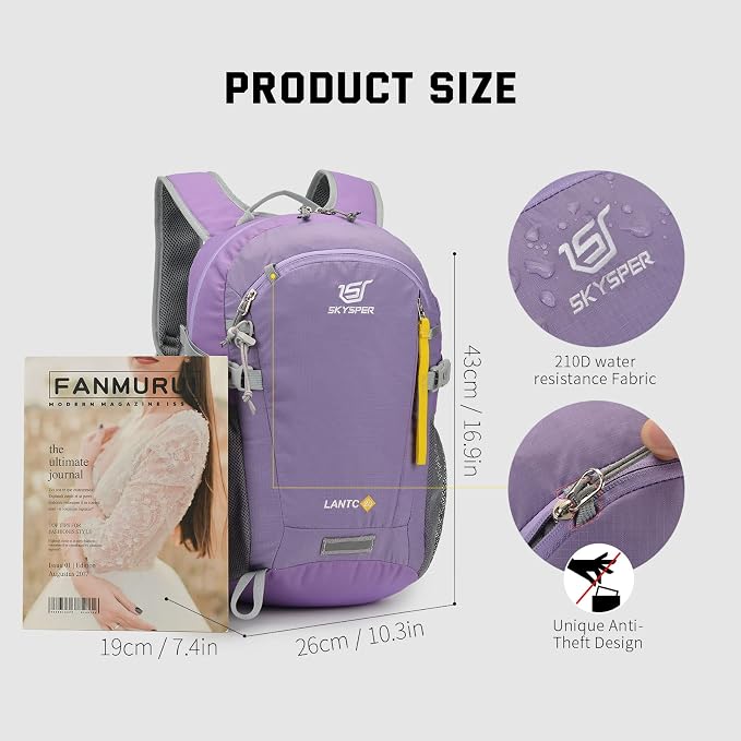 SKYSPER Small Hiking Backpack, 20L Lightweight Travel Backpacks Hiking Daypack - Image 5