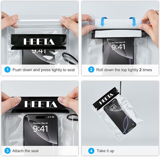HEETA 5-Pack Clear Waterproof Dry Bag Pouch, Water Tight Cases Dry Bags - Image 8