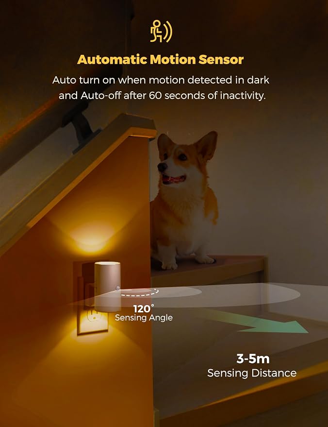 L LOHAS LED Motion Sensor Nightlight, Amber Night Light, Motion Activated Night - Image 3