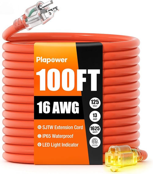 100 FT Outdoor Extension Cord Waterproof, 16/3 Gauge Heavy Duty 3 Prong Power by Unknown