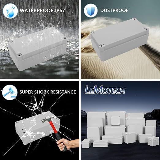 LeMotech Junction Box IP67 Waterproof Dustproof ABS Plastic Project Box - Image 8