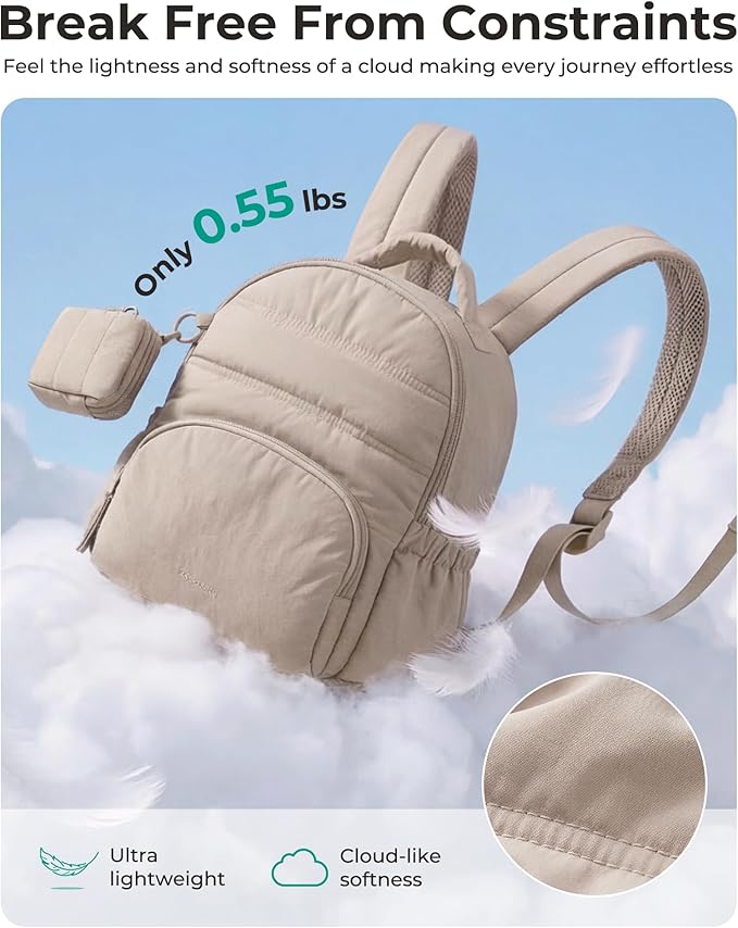 BAGSMART Small Backpacks for Women, Lightweight Puffer Mini Backpack Purse - Image 2