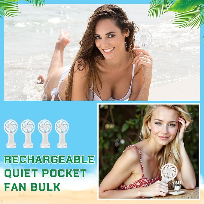 Woanger 12 Pcs Mini Handheld Fan Bulk 3 Speed USB Electric Battery Operated - Image 5