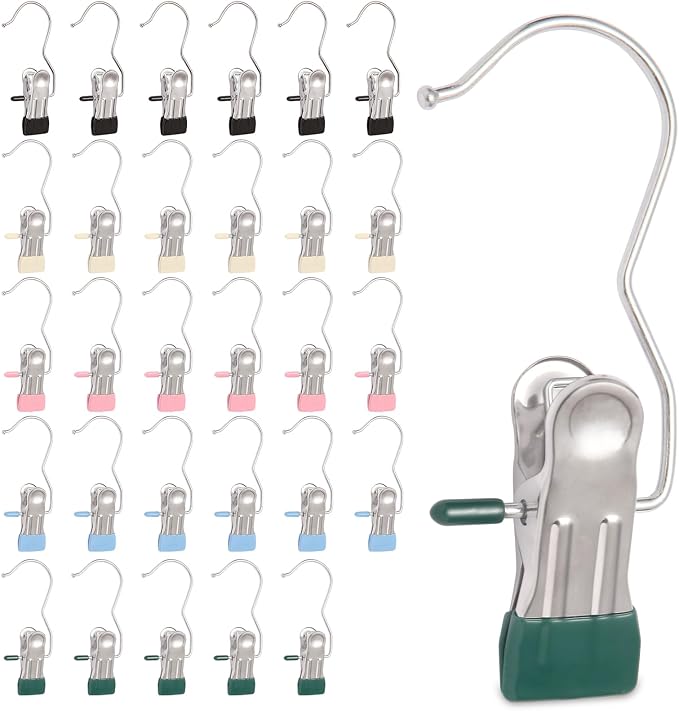 30 Pack Heavy Hanger Clips for Closet, Laundry Hooks Hanging Clips with by Unknown