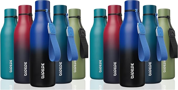 BJPKPK Insulated Water Bottle, 18 oz Stainless Steel | Leak Proof | Blue Black by BJPKPK