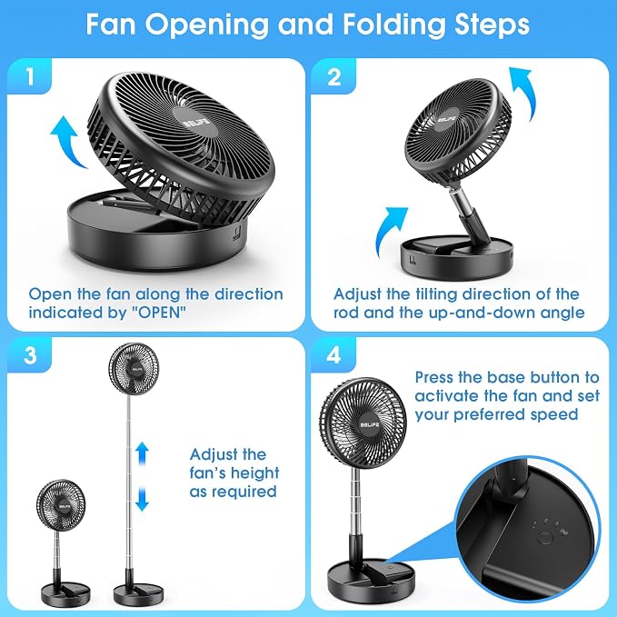Belife X8-Lite Portable Fan, 7200mAh Battery Powered Rechargeable, USB Desk - Image 6