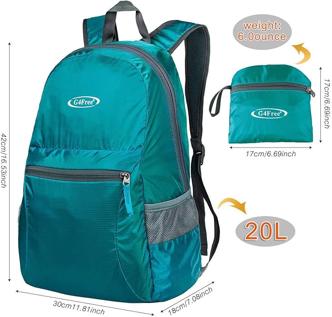 G4Free 20L Lightweight Packable Backpack Travel Hiking Daypack Foldable Backpack - Image 4