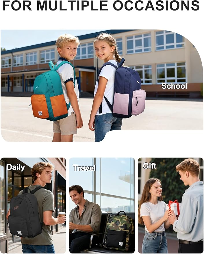 VASCHY Lightweight Backpack for School, Classic Basic Water Resistant Casual - Image 7