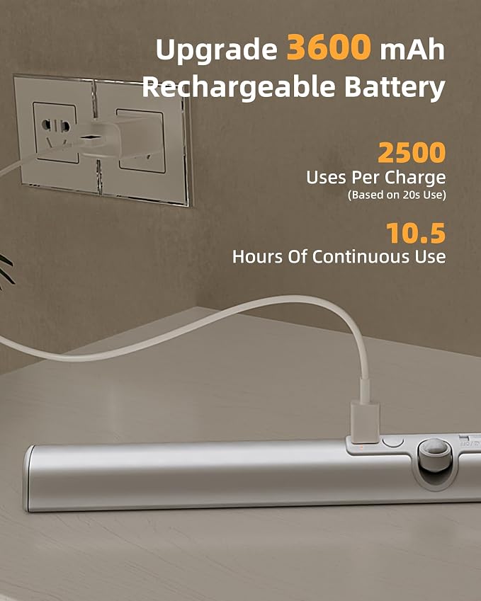EZVALO 17-Inch LED Motion Sensor Closet Lights, 3600mAh Rechargeable Battery - Image 3