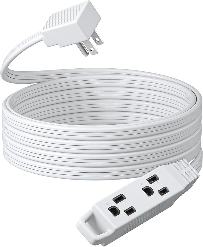 DEWENWILS 15FT Flat Plug Extension Cord, 3 Prong Ultra Thin Power Strip by DEWENWILS