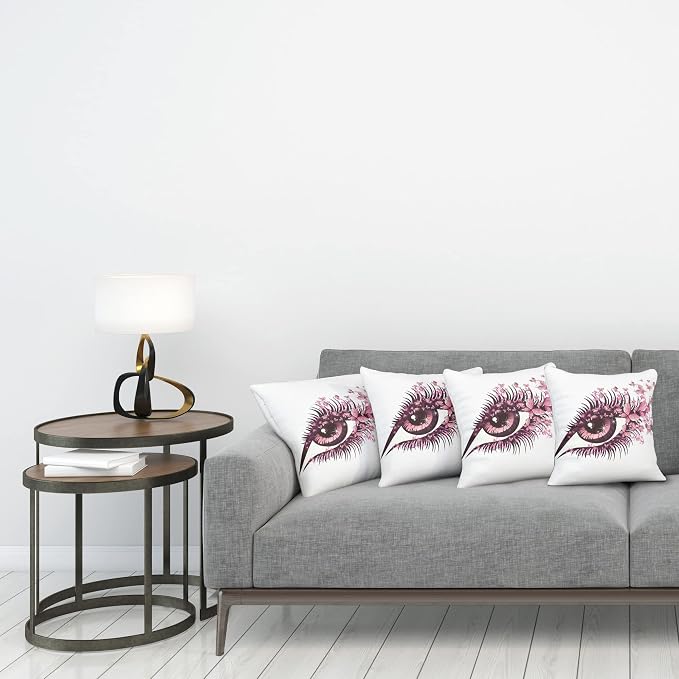 Ambesonne Butterflies Throw Pillow Cushion Case Pack of 4, Female Eye Eyelashes - Image 3