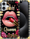 Compatible with iPhone 16 Case, Glitter Red Rose Queen Leopard Lipstick Luxury by Unknown