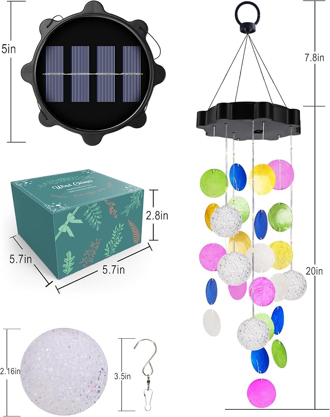 Toodour Solar Wind Chimes for Outside, Hanging Pastel Lights - Image 7