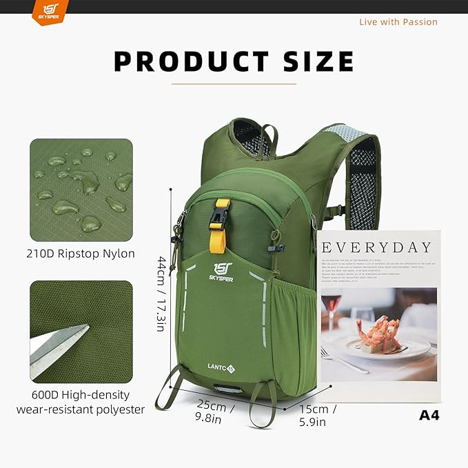 SKYSPER Small Hiking Backpack - 15L Travel Daypack Lightweight Bag Water - Image 6