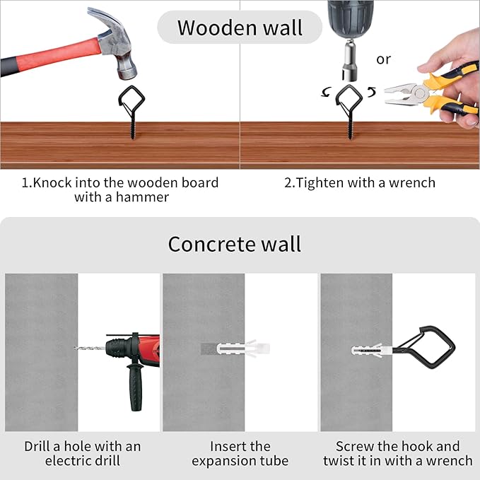 20 PCS Screw Hooks with Safety Buckle, Heavy Duty Ceiling Hooks - Image 5