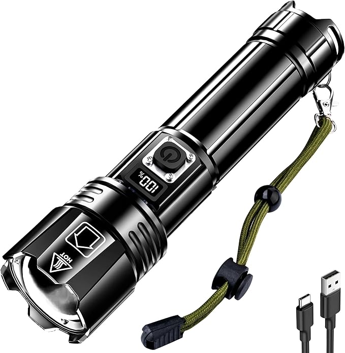 AKNEAR Rechargeable LED Flashlight 99000 High Lumens, Super Bright Flashlights by AKNEARHeadlampRechargeable