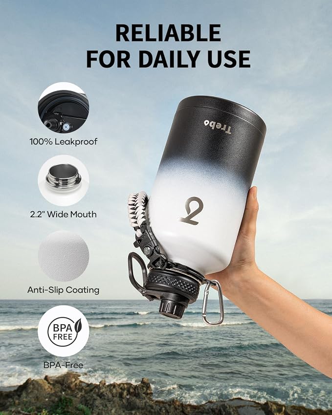 Trebo Water Bottle 64oz with Paracord Handle, Half Gallon Large Vacuum Triple - Image 5