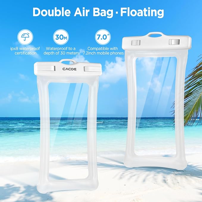 CACOE Floating Universal Waterproof Phone case 2 Pcs-Up to 7.0", Waterproof - Image 3