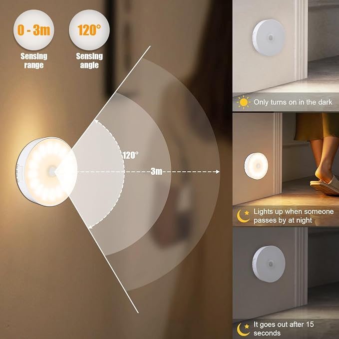 14 LEDs Motion Sensor Light Indoor, 6 Pack Upgraded Night Light USB Rechargeable - Image 6