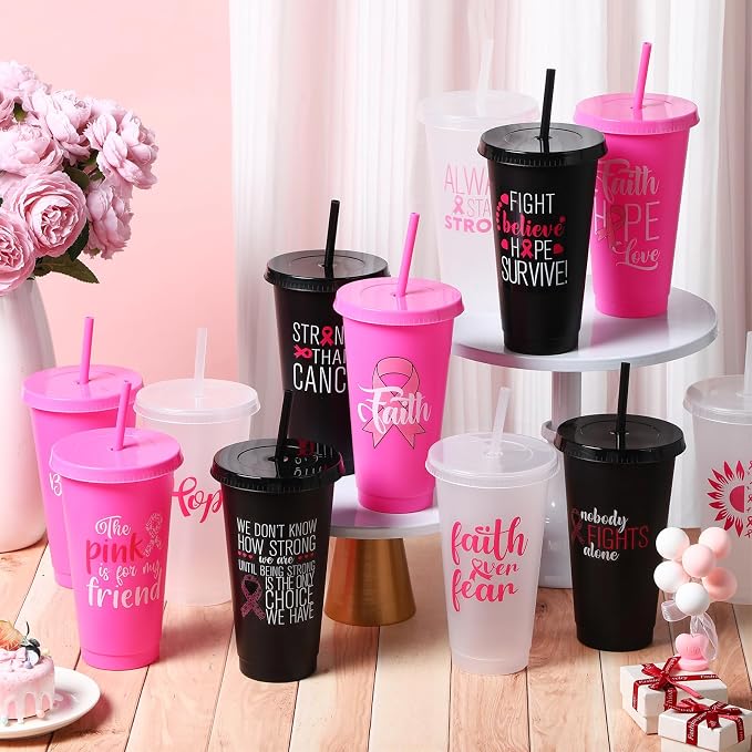 Willinglong 60 Pack Breast Cancer Awareness Gifts Plastic Cups - Image 4