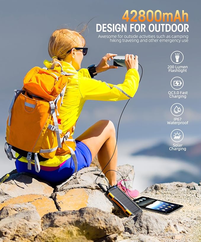 Mregb Solar Charger Power Bank 42800mAh, Portable Charger, Solar Power Bank - Image 7