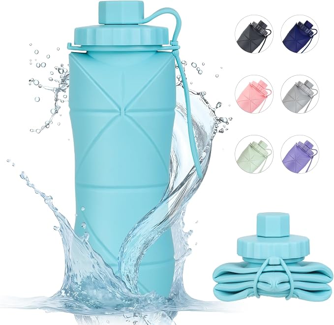 YCT Collapsible Silicone Travel Water Bottle 20oz, Reuseable Leakproof BPA Free - Image 2
