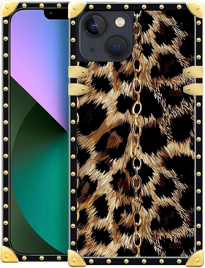 Compatible with iPhone 13 Case, Seamless Gold Chain Leopard Luxury Golden by Unknown