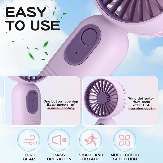 Rossesay 3 Pcs Mini Portable Fan Bulk Cute Handheld Lightweight Small Little - Image 3