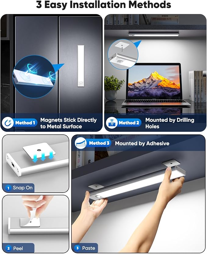 Under Cabinet Lighting, 2200mAh 10 Inch Battery Operated Rechargeable Motion - Image 4