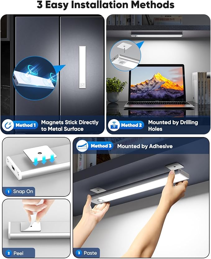 Under Cabinet Lighting, 10 Inch LED Battery Operated Rechargeable Motion Sensor - Image 4