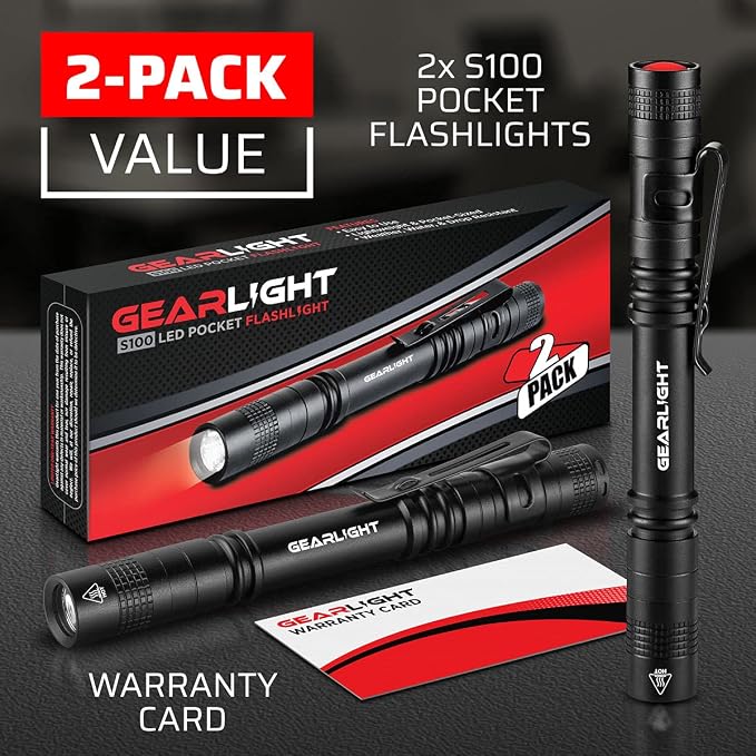GearLight S100 LED Pocket Pen Light- 2 Small, Compact Flashlights - Image 7