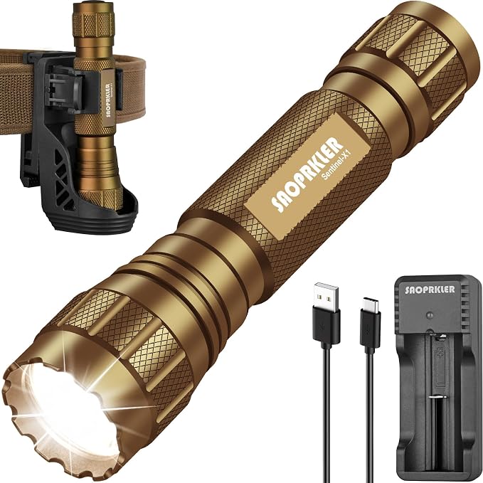 SAOPRKLER Tactical Flashlight 1200 High Lumen Duty Belt Flashlight by SAOPRKLER