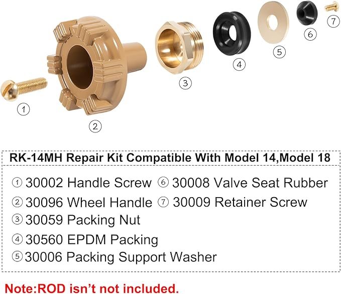 RK-14MH Repair Kit Metal Handle, Outside Faucet, Compatible - Image 5