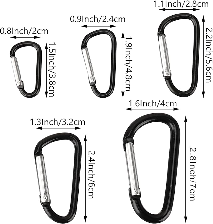 SWATOM Aluminum Carabiner Clip Snap Hook Keyring 1.5/1.9/2.2/2.4/2.8 Inch - Image 2