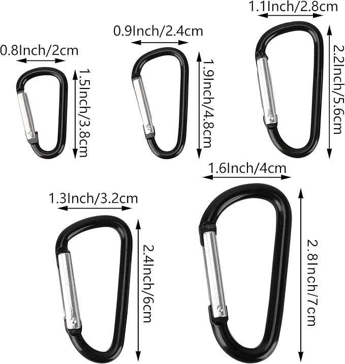 SWATOM Aluminum Carabiner Clip Snap Hook Keyring 1.5/1.9/2.2/2.4/2.8 Inch - Image 2