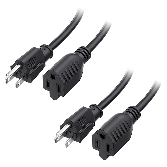 Cable Matters 2-Pack 16 AWG Heavy Duty 13A Power Extension Cord - 3ft by CableMatters
