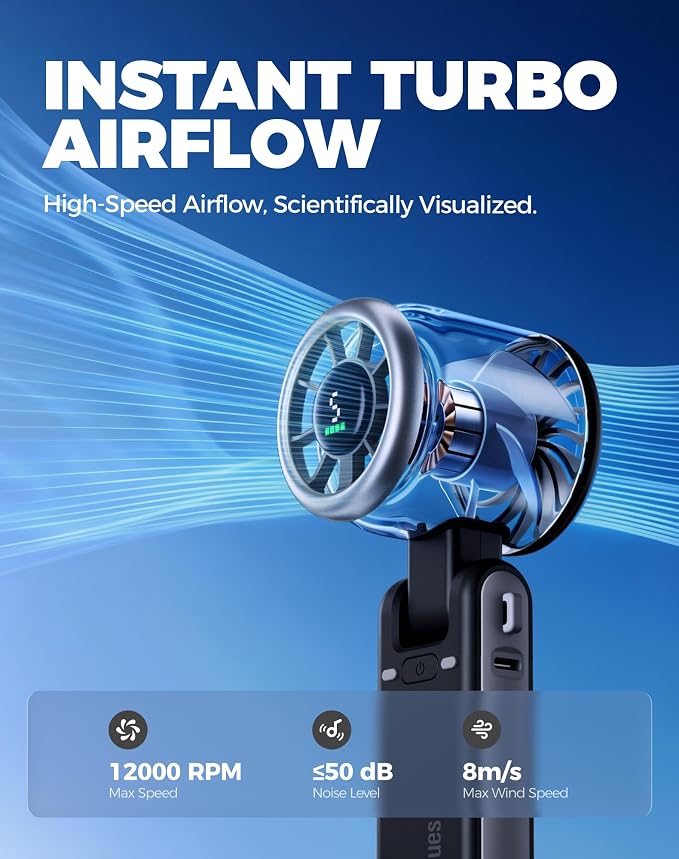 Diveblues Portable Handheld Turbo Fan, 5 Gear Wind, Battery Operated, 3 IN 1 - Image 6