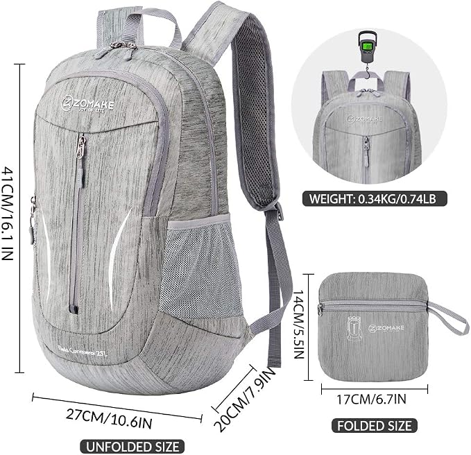 ZOMAKE 25L Ultra Lightweight Packable Backpack, Foldable Hiking Backpacks Water - Image 2