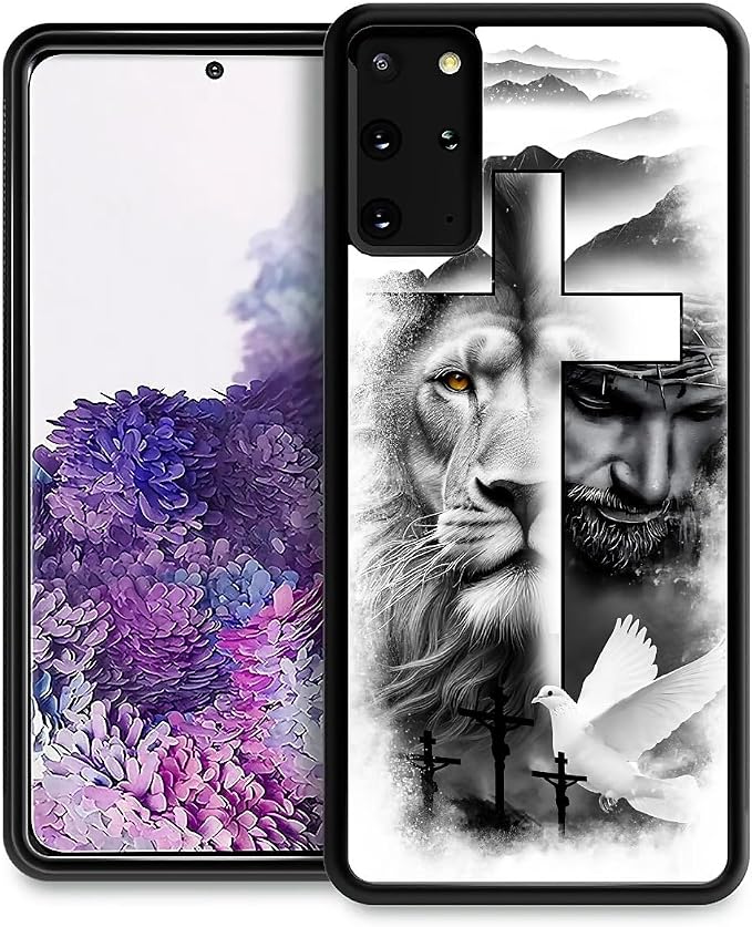 for Samsung Galaxy S20 Plus Case, Lion Cross Jesus Christ Dove Pattern Graphic by FKBRCL4U