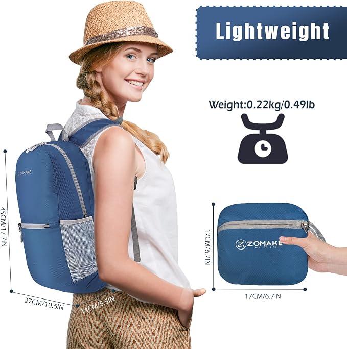 ZOMAKE Ultra Lightweight Hiking Backpack 20L, Packable Small Backpacks Water - Image 2