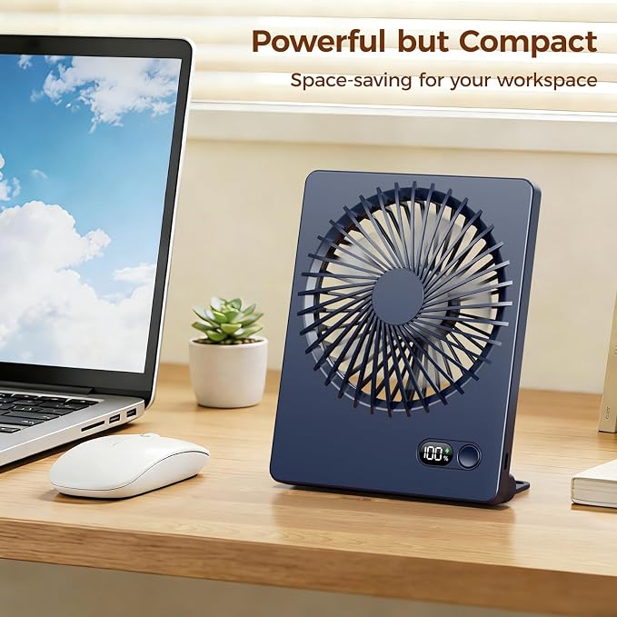 Zuvas Desk Fan Battery Operated Fan Rechargeable 180°Tilt Folding Personal Fan - Image 4