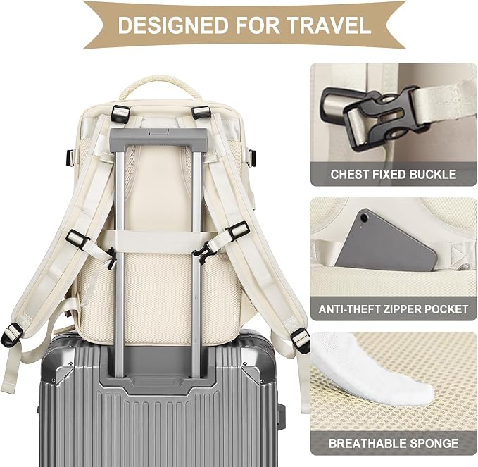 coowoz Large Travel Backpack For Women Men, Carry On Backpack Flight Approved - Image 7