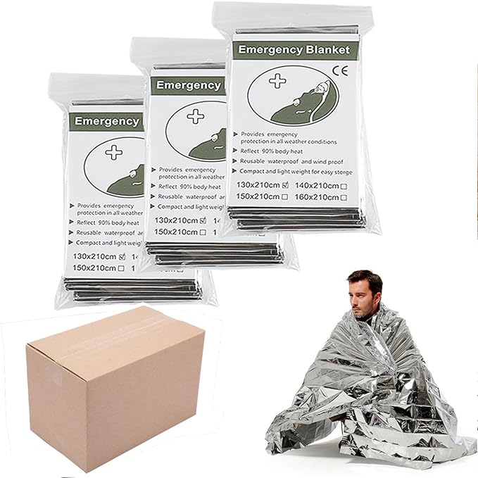 Emergency Foil Blanket, Survival Thermal Mylar Blankets Individually Packaged by MIXIAO