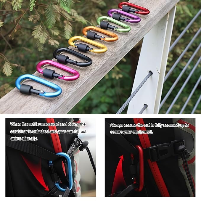 Locking Carabiner Clip, Vonpri 3 Inch D Ring Clips Spring Snap Key Chain Hook - Image 4