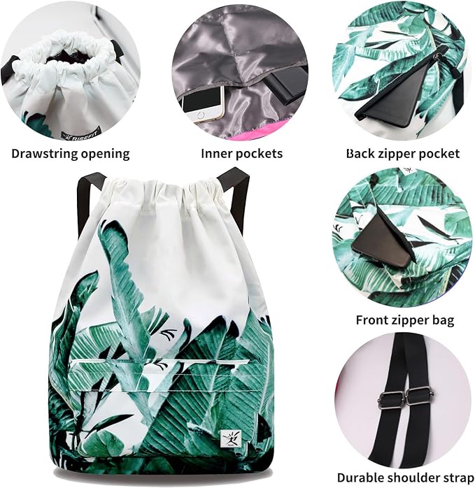 Waterproof Drawstring Bag, Gym Bag Sackpack Sports Beach Backpack - Image 5