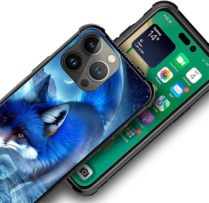 for iPhone 13 Pro Max Case, Snowy Mountain Fox Lake Pattern Graphic Design Girl - Image 7