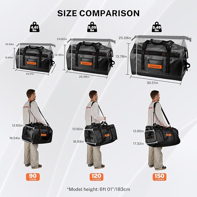 Gonex Waterproof Duffel Bag, 90L Heavy Duty Dry Duffle Bag - Image 2