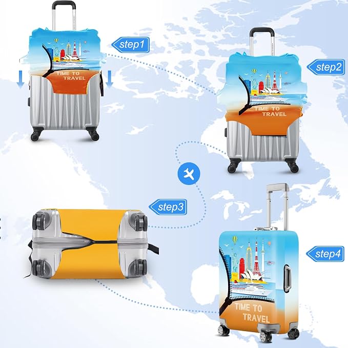 ANNA QUEEN Worldwide Travel Airplane Luggage Cover, Stretchable Suitcase - Image 6