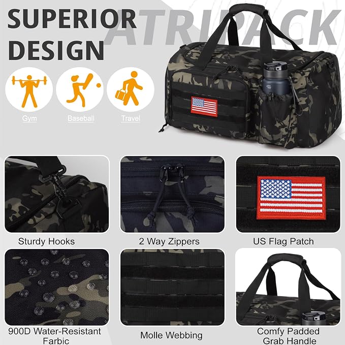 Tactical Gym Bag for Men, 60L Large Capacity Duffle Bags - Image 6