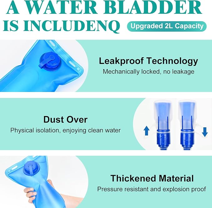 Hydration Backpack with 2L Water Bladder Bag, Lightweight and Breathable - Image 5